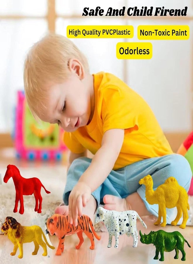 Mallexo Forest Animals Set for Kids Unbreakable Toys 39PCs Mixed Jungle Farm Animal Figure Set Mid Size Birthday Return Gifts Safari Animal Tigar, Lion, Giraffe and More (Jungle_Animal) - Image 3